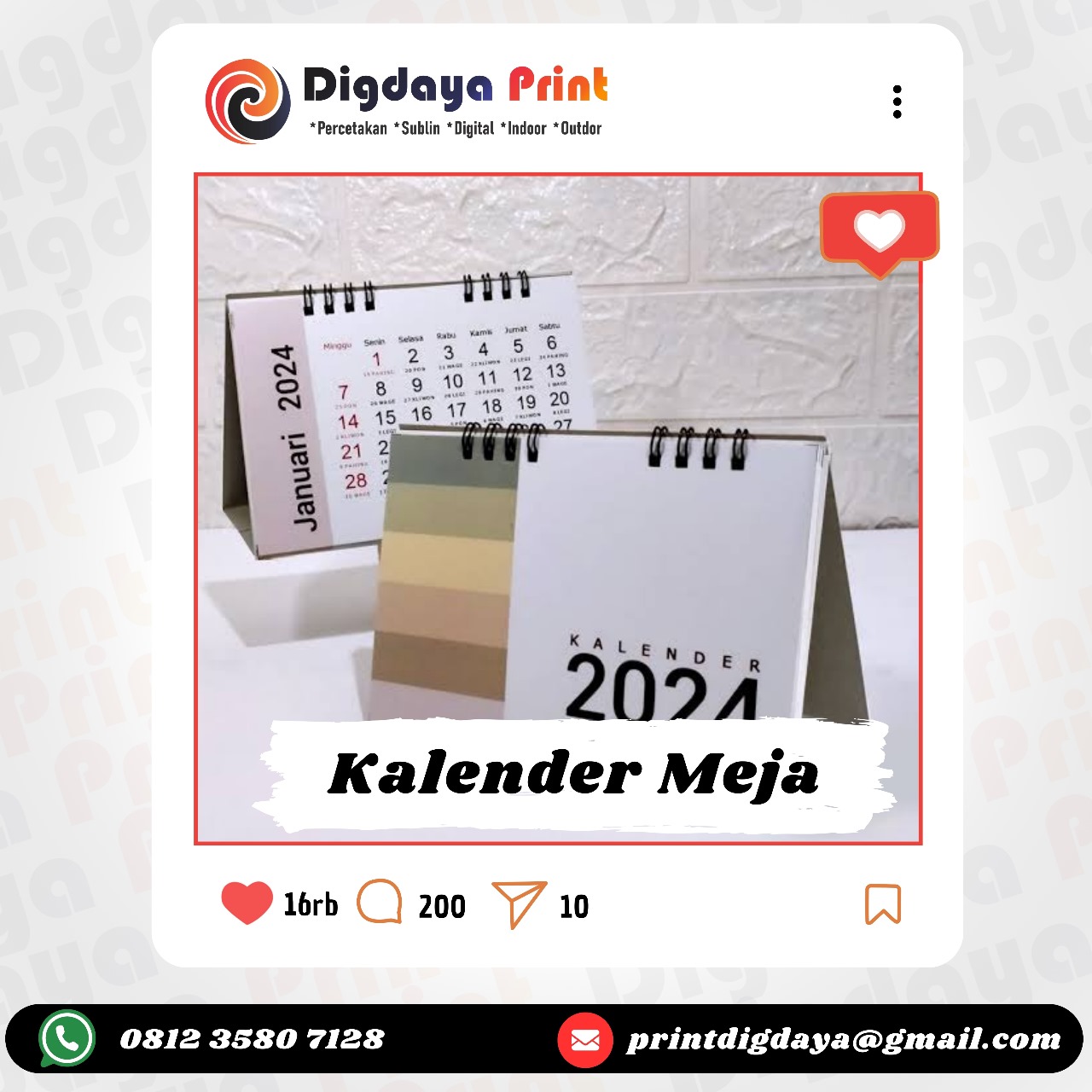 Custom Kalender meja